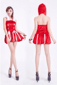 Christmas Costume Red Slim Fit Christmas Hoodie Dress - Click Image to Close